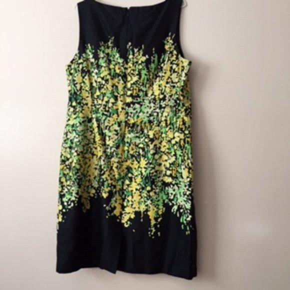 CHETTA B WOMEN DRESS.  SIZE 16.  BLACK GREEN YELLOW - Picture 3 of 4